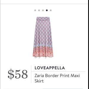 Loveappella Zaria Border Print Maxi Skirt, NWT